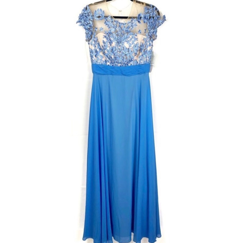 JS Collections Womens Illusion Beaded Bodice Gown